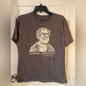 Gray Graphic Tee with Homer Quote mmm donuts